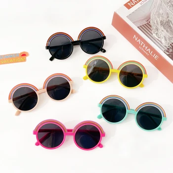 2022 Новейшая детская мода Индивидуальность Круглые солнцезащитные очки с поляризацией в половину радуги Для защиты глаз Мальчиков и девочек Солнцезащитные очки UV400