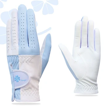Женские перчатки для гольфа из нескользящей волокнистой ткани, левая и правая рука, 1 пара впитывающих пот и дышащих велосипедных перчаток, защищающих ладони