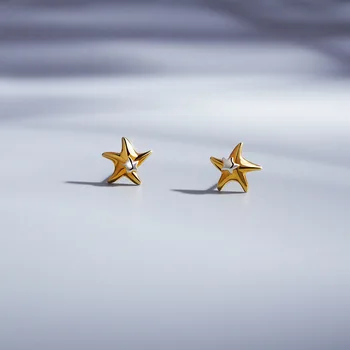 Корейская версия маленьких сережек fresh star, простой дизайн, универсальные, креативные и милые серьги с золотой пентаграммой
