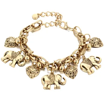 Богемные винтажные золотые браслеты-подвески в виде сердца Слона для женщин, ретро-модная цепочка, подарок, Ювелирные изделия Pulseira Feminina, Новинка