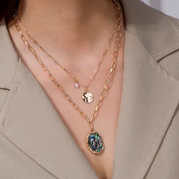 Flashbuy, Модное ожерелье с подвеской из натурального морского ушка в стиле Бохо для женщин, Колье с длинной цепочкой, ожерелье-ошейник, Женский подарок