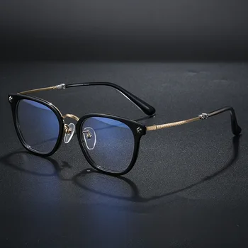Дизайнерские оправы для очков из титана и ацетата ручной работы, высококачественные классические круглые очки для мужчин