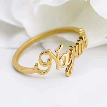 Кольцо с пользовательским именем, кольцо с пользовательскими буквами и инициалами, Золотая женская бижутерия из нержавеющей стали, Свадебное кольцо для женщин, Персонализированное кольцо