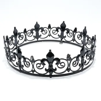 Антикварная черная мужская корона Королевская тиара в стиле барокко