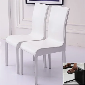 Модный и современный Простой кожаный обеденный стул, обеденный стул для отеля, Офисная мебель, черно-белая мебель со спинкой стула