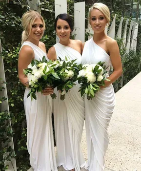 2019, пляжные платья для подружек невесты на одно плечо, летние платья для подружек невесты в загородном саду, платья для подружек невесты, большие размеры, сшитые на заказ