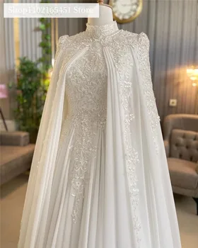 Шифоновое свадебное платье мусульманской принцессы для свадьбы с кружевной аппликацией в стиле кантри-вестерн, свадебные платья Robe De Mariage