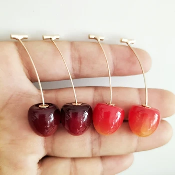 Yungqi Корея Имитация вишневых фруктов, длинные серьги для ногтей, темперамент, вишневые серьги, женские милые модные Женские серьги, женские бринки