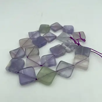 Модные квадратные бусины из натурального флюорита диаметром 16 мм по диагонали