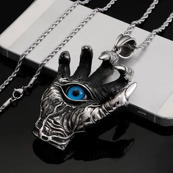 2023 Новое винтажное ожерелье с голубым глазом в виде когтя дракона для женщин и мужчин, Цепочка для свитера с властным Демоном, ювелирные Аксессуары