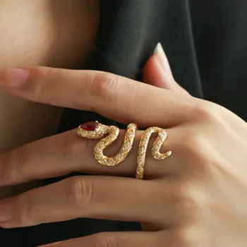 CAOSHI Шикарное кольцо на палец в виде змеи с красным глазом для женщин, индивидуальное ювелирное изделие, подарок для женщины, Аксессуары золотого цвета для вечеринки