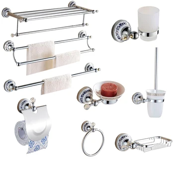 Европейский серебряный набор сантехники для ванной комнаты, аксессуары из прозрачного хрусталя, Хромированная керамическая основа.