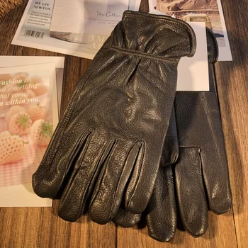 Винтажные кожаные перчатки в стиле ретро, мотоциклетные перчатки, мужские Зимние теплые перчатки, Походные перчатки для кемпинга