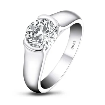Круглый муассанит с бриллиантом 2 карата, серебряные кольца 925 пробы, женские украшения для помолвки, обручальные кольца с цветами на пальцах, подарок