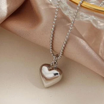 Модное ожерелье с подвеской в виде сердца, Милый Крутой воротник, колье, цепочка с шариком, ожерелье, Простая цепочка на шею, ювелирные изделия для женщин и девочек