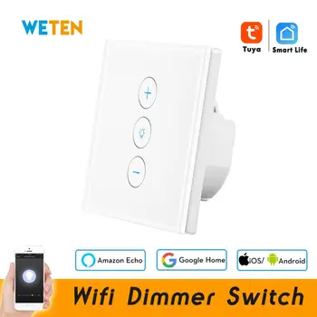 Tuya Wifi Диммер Smart Touch Switch 220V 110V EU UK Smart Life APP Пульт Дистанционного Управления Поддержка Alexa Google Home Wifi Диммер