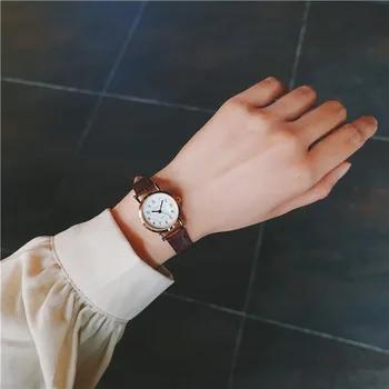 Винтажные кожаные женские маленькие часы с бамбуковым узлом, дизайнерский синий указатель, простой цифровой циферблат, модные женские кварцевые наручные часы