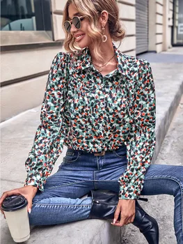 LiTi Женская уличная хипстерская рубашка Weird Wind с цветочным воротником, рубашка с длинными рукавами и принтом, женские топы, новинка весны