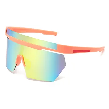 Брендовое дизайнерское мужское зеркало для занятий спортом на открытом воздухе, велоспортом, Модные цельные солнцезащитные очки с солнцезащитным козырьком в большой оправе UV400