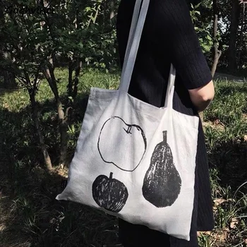 Сумки через плечо с креативным принтом, женская Корейская стильная холщовая сумка подмышками, универсальная сумка для покупок большой емкости, экологичные сумки-тотализаторы
