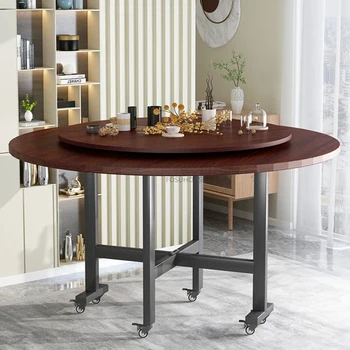 Обеденные столы из массива дерева в скандинавском стиле для домашней мебели, Большой круглый стол, креативная простота с поворотным столом, складные столы для ресторана