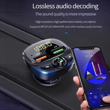 FM-Передатчик Автомобильный Bluetooth-совместимый 5.0 MP3-Плеер С Двойным USB-Быстрым Зарядным Устройством Беспроводной Аудиоприемник Громкой Связи Автомобильные Аксессуары