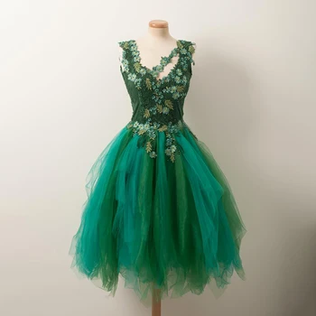 Зеленые платья для выпускного вечера длиной мини с вышивкой 3D, Цвета, Выполненные на заказ, Двухцветное праздничное платье принцессы из тюля выше колена для танцев