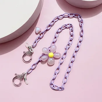 Новые модные акриловые цепочки для очков с цветочным кулоном Для женщин и девочек, милые солнцезащитные очки, ремешок для очков, веревка для подвешивания очков на шею