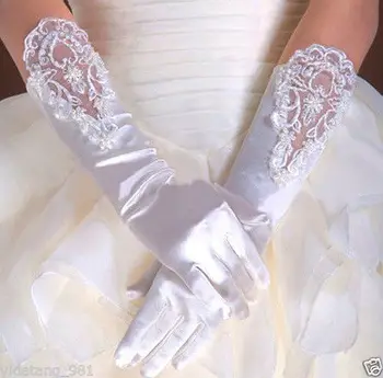 Свадебный костюм для причастия девочек-цветочниц, длинные атласные перчатки
