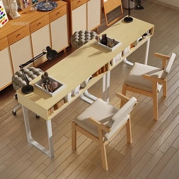 Набор американских маникюрных столов из массива дерева, Японские Столы для двойного маникюра, Дизайнерская мебель для салона, Профессиональный Маникюрный стол