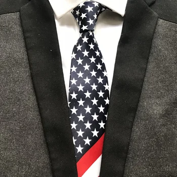 галстуки с модным принтом 9 см, Звезды с полосками, Галстук с рисунком Флага США