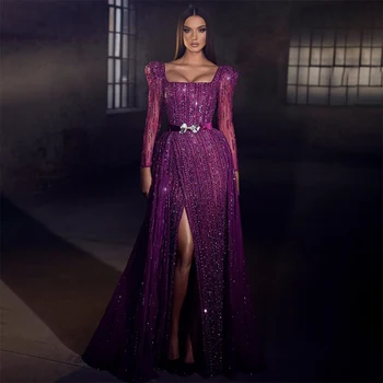 Вечерние платья Serene Hill Luxury Dubai цвета фуксии для женщин, Свадьба 2023, верхняя юбка с длинным рукавом, Арабская официальная вечеринка LA71678