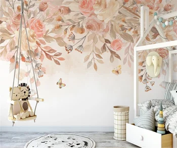Изготовленная на заказ современная ручная роспись в скандинавском стиле элегантный цветок бабочка фон для гостиной спальни papel de parede 3D обои