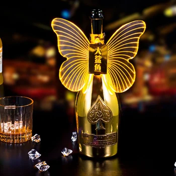 Бенгальский огонь для бутылок шампанского с бабочкой, светодиодный стробоскопический жезл, VIP-топпер для бутылок, бенгальский огонь для декора ночного клуба