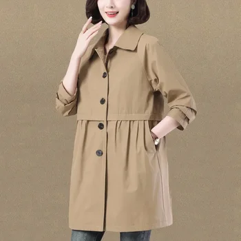 Осенне-зимнее женское пальто-ветровка средней длины, новинка 2023 года, тонкое и универсальное пальто Gabardina Mujer Casaco Feminino