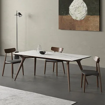 Обеденный стол и стулья из массива дерева в итальянском минималистичном стиле, сочетание скандинавской простоты и современного мелкого домашнего обихода из ясеня dini