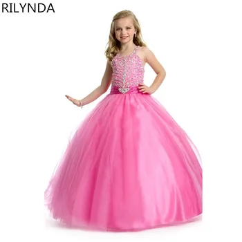 Платье с цветочным узором для девочек, Детское праздничное платье, Свадебное Бальное платье для выпускного вечера, вечернее платье принцессы