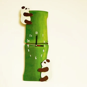 Креативная и милая панда, поедающая бамбуковые настенные часы, украшение стены, немой звук, оригинальные настенные часы, ручная роспись, простые подвесные часы