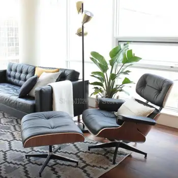 Кресло для отдыха Дизайнерский кожаный итальянский роскошный односпальный диван Вращающееся кресло для отдыха Домашний балкон Диван для гостиной