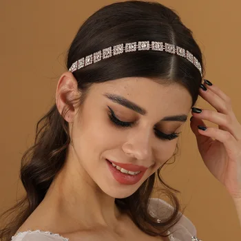 Популярная Милая Женская Лоза для волос со стразами Свадебная лента для волос ручной работы Женская повязка на голову для свадебной вечеринки
