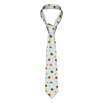 Повседневный узкий галстук с пчелами и подсолнухами в виде наконечника стрелы, тонкий галстук для мужчин, мужские аксессуары, простота для вечернего официального галстука