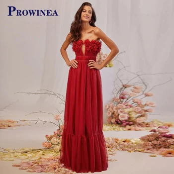 Prowinea Без бретелек, привлекательные прямые вечерние платья без рукавов для женщин De Fiesta, тюль, аппликации на заказ, Стильные
