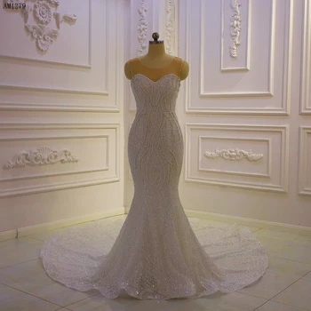 Свадебное платье русалки с кружевным жемчугом AM1279