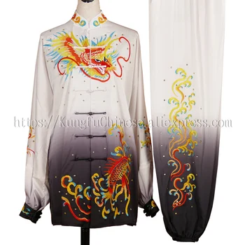Китайская форма ушу, одежда для кунг-фу, костюм Тайчи с вышивкой дракона, костюм для выступлений, мужской женский взрослый детский костюм для мальчиков и девочек, Унисекс