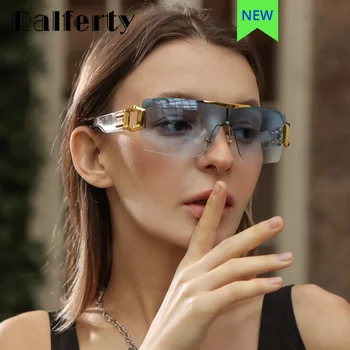 Ralferty, Новые изысканные солнцезащитные очки Y2k с бриллиантами, роскошные Сексуальные женские солнцезащитные очки без квадратной оправы, прозрачные очки, уличный стиль, мода