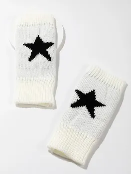 Готический Унисекс, вязаные Модные теплые перчатки с открытым носком, Звездные Эстетические Перчатки, Лыжная Повседневная одежда Y2K, Аксессуары для улицы