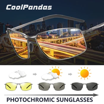 Модные Алюминиевые Металлические Квадратные Солнцезащитные очки Мужские Поляризованные Фотохромные Дневные Очки для ночного вождения С обесцвечивающими линзами lentes de sol