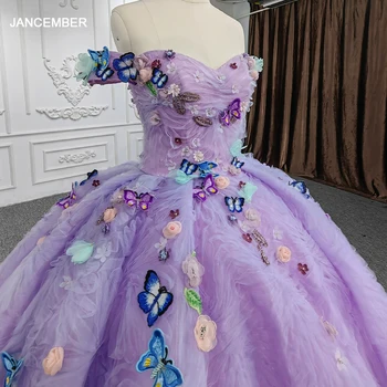 2023 Пышные платья для милых 15-летних с открытыми плечами, бальное платье с аппликацией в виде 3D Бабочки Кунсены