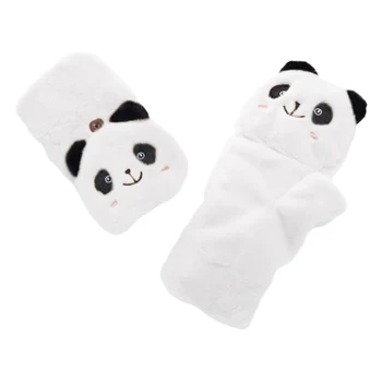 1 пара женских повседневных мультяшных панд с кнопкой, 2 В 1, Мягкие плюшевые перчатки для защиты от холода, для вождения на открытом воздухе, для взрослых, зимние теплые флип-перчатки, милые