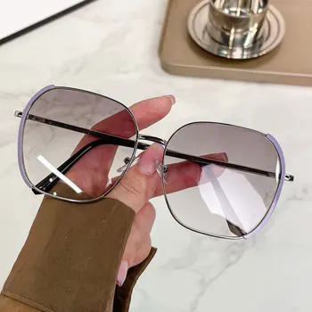 Женские солнцезащитные очки в большой оправе бренда 2023, винтажные очки с градиентными линзами большого размера, круглые солнцезащитные очки в оправе из сплава